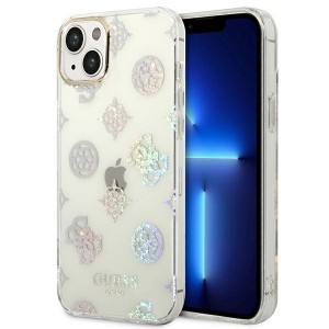 Guess iPhone 14 Hülle Case Cover Peony Glitter Transparent