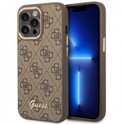 Guess iPhone 14 Pro Max Hülle Case Cover 4G Vintage Logo Braun