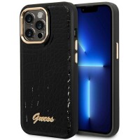 Guess iPhone 14 Pro Max Hülle Case Cover Croco Kollektion Schwarz
