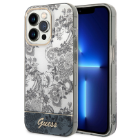 Guess iPhone 14 Pro Max Hülle Case Cover Porzellan Kollektion Grau