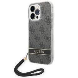 Guess iPhone 14 Pro Case Cover 4G Print Strap Black