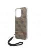 Guess iPhone 14 Pro Case Cover 4G Print Strap Brown