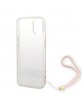 Guess iPhone 14 Hülle Case Cover 4G Print Strap Rosa