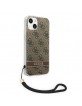 Guess iPhone 14 Hülle Case Cover 4G Print Strap Braun