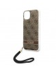 Guess iPhone 14 Hülle Case Cover 4G Print Strap Braun