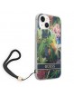 Guess iPhone 14 Case Cover Flowers Print Strap Blue