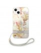 Guess iPhone 14 Case Cover Flower Print Strap Purple