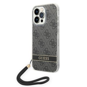 Guess iPhone 14 Pro Max Hülle Case Cover 4G Print Strap Schwarz