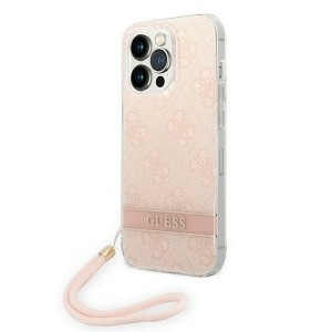 Guess iPhone 14 Pro Max Hülle Case Cover 4G Print Strap Rosa