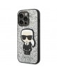 Karl Lagerfeld iPhone 14 Pro Hülle Case Cover Glitter Flakes Ikonik Silber