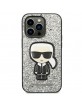 Karl Lagerfeld iPhone 14 Pro Hülle Case Cover Glitter Flakes Ikonik Silber