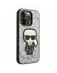 Karl Lagerfeld iPhone 14 Pro Hülle Case Cover Glitter Flakes Ikonik Silber