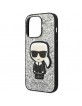 Karl Lagerfeld iPhone 14 Pro Hülle Case Cover Glitter Flakes Ikonik Silber