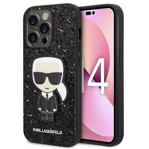 Karl Lagerfeld iPhone 14 Pro Hülle Case Cover Glitter Flakes Ikonik Schwarz