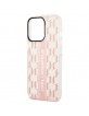 Karl Lagerfeld iPhone 14 Pro Case Monogram Vertical Stripe Pink