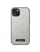 Karl Lagerfeld iPhone 14 Plus Hülle Case Glitter Plaque Logo Silber