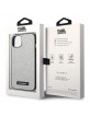 Karl Lagerfeld iPhone 14 Plus Hülle Case Glitter Plaque Logo Silber