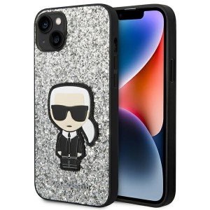 Karl Lagerfeld iPhone 14 Plus Hülle Case Cover Glitter Flakes Ikonik Silber