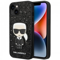 Karl Lagerfeld iPhone 14 Plus Hülle Case Cover Glitter Flakes Ikonik Schwarz