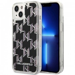 Karl Lagerfeld iPhone 14 Plus Case Monogram Liquid Glitter Black