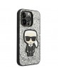 Karl Lagerfeld iPhone 14 Pro Max Hülle Case Cover Glitter Flakes Ikonik Silber