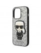 Karl Lagerfeld iPhone 14 Pro Max Hülle Case Cover Glitter Flakes Ikonik Silber