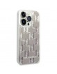 Karl Lagerfeld iPhone 14 Pro Max Case Monogram Liquid Glitter Silver