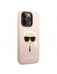 Karl Lagerfeld iPhone 14 Pro Magsafe Case Silicon Karl`s Head Pink