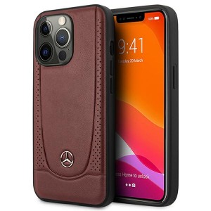 Mercedes iPhone 14 Pro case cover real leather Urban Bengale Red