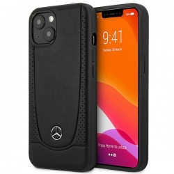 Mercedes iPhone 14 Plus Case Cover Real Leather Urban Line Black