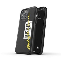 Diesel iPhone 12 / 12 Pro Hülle Case Cover Moulded Embroidery Schwarz Lime