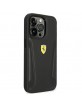 Ferrari iPhone 14 Pro Cover Case Stamp Sides Genuine Leather Black