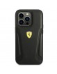 Ferrari iPhone 14 Pro Max Hülle Case Stamp Sides Echtleder Schwarz