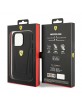 Ferrari iPhone 14 Pro Max Hülle Case Stamp Sides Echtleder Schwarz