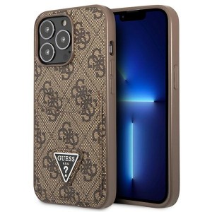 Guess iPhone 13 Pro Hülle Case Cover 4G Triangle Kartenfach Braun
