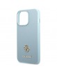 Guess iPhone 13 Pro Case Cover Saffiano Small Metal Logo Blue