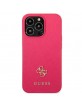 Guess iPhone 13 Pro Case Cover Saffiano Small Metal Logo Pink