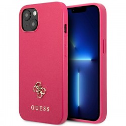 Guess iPhone 13 Case Cover Saffiano Small Metal Logo Pink