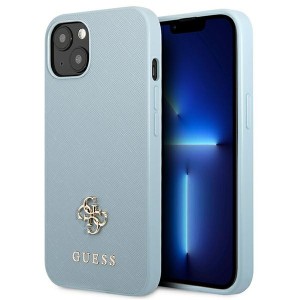Guess iPhone 13 mini Hülle Case Cover Saffiano Small Metal Logo Blau
