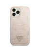 Guess iPhone 13 Pro Max Hülle Case Cover 4G Triangle Kartenfach Rosa