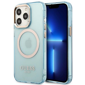Guess iPhone 13 Pro MagSafe Hülle Case Cover Translucent Blau