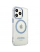 Guess iPhone 13 Pro MagSafe Blau Hülle Case Cover Translucent