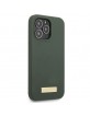 Guess iPhone 13 Pro MagSafe Hülle Case Cover Silikon Metal Plate Khaki