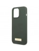 Guess iPhone 13 Pro MagSafe Hülle Case Cover Silikon Metal Plate Khaki