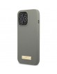 Guess iPhone 13 Pro MagSafe Case Cover Silicone Metal Plate Grey