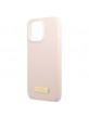 Guess iPhone 13 Pro MagSafe Hülle Case Cover Silikon Metal Plate Rosa