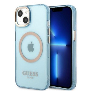 Guess iPhone 13 MagSafe Hülle Case Cover Translucent Blau