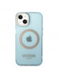 Guess iPhone 13 / 14 / 15 MagSafe Case Cover Translucent Blue