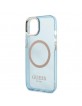 Guess iPhone 13 / 14 / 15 MagSafe Hülle Case Cover Translucent Blau
