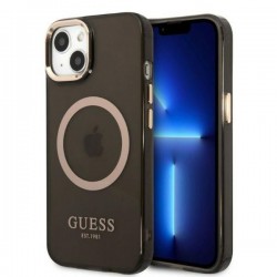 Guess iPhone 13 / 14 / 15 MagSafe Hülle Case Cover Translucent Schwarz